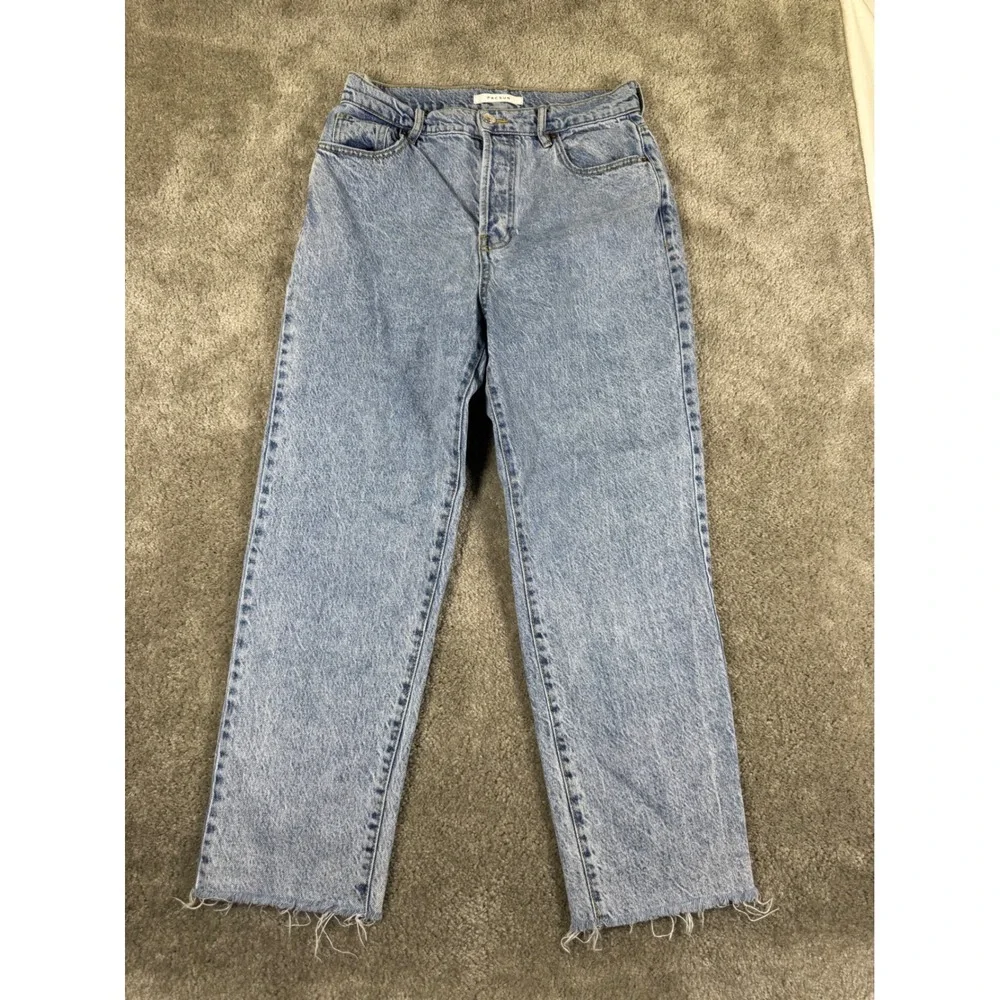 PacSun High Rise Straight Leg Jeans Light Wash Raw Hem Size 28 - Picture 1 of 7